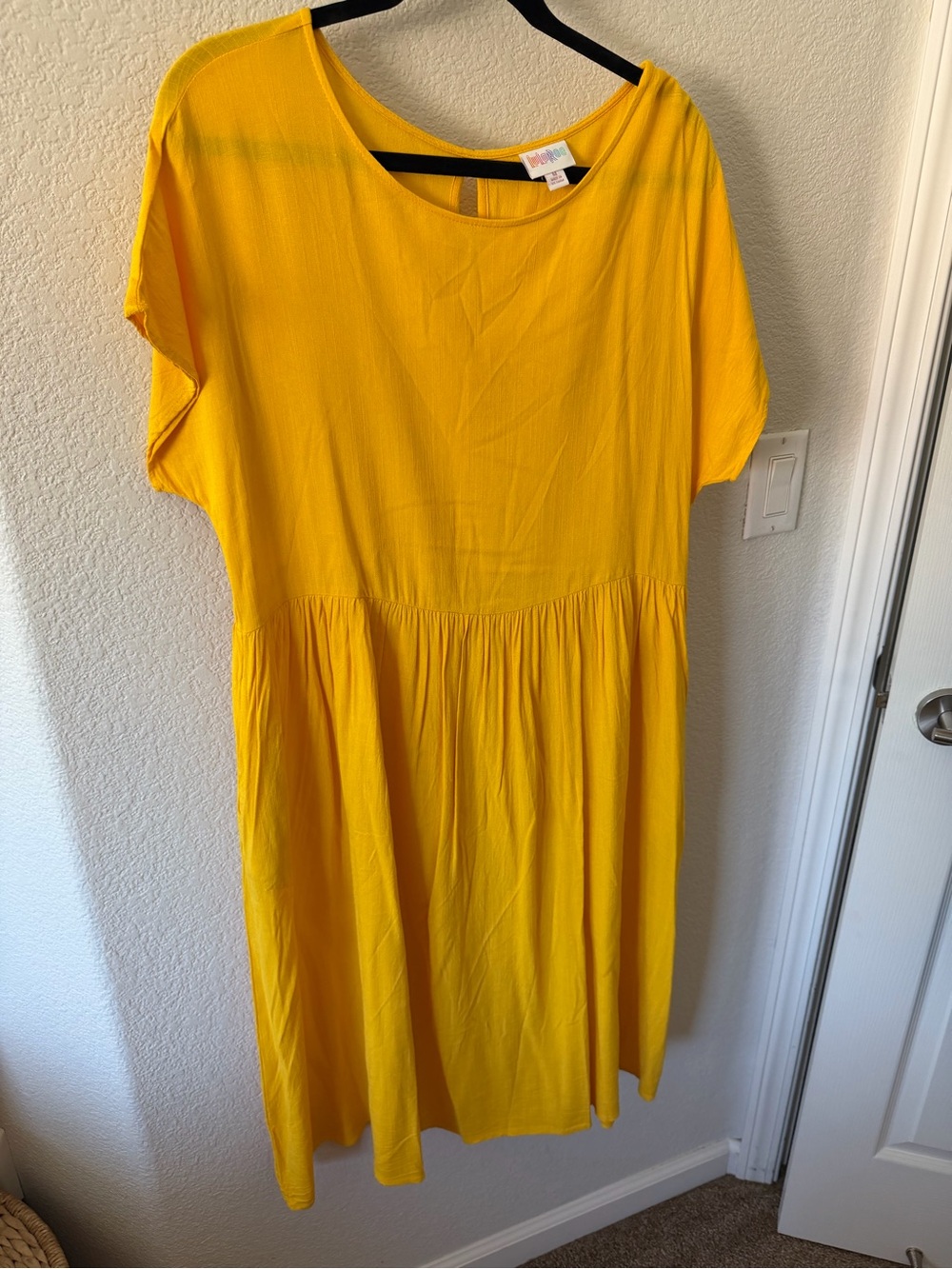 LuLaRoe Sunny Yellow Short Sleeve Midi Dress
